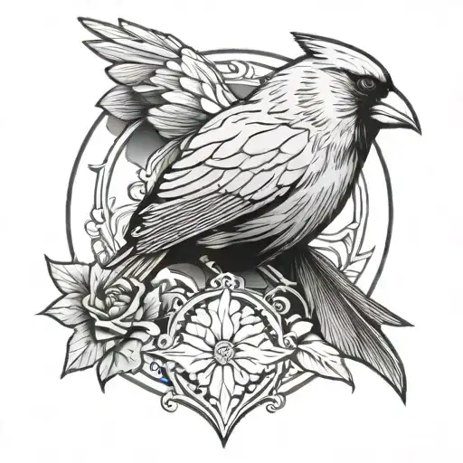 Medallion With Red Cardinal