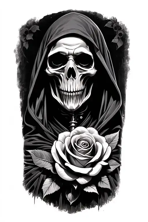 Realistic Grim Reaper With Rose