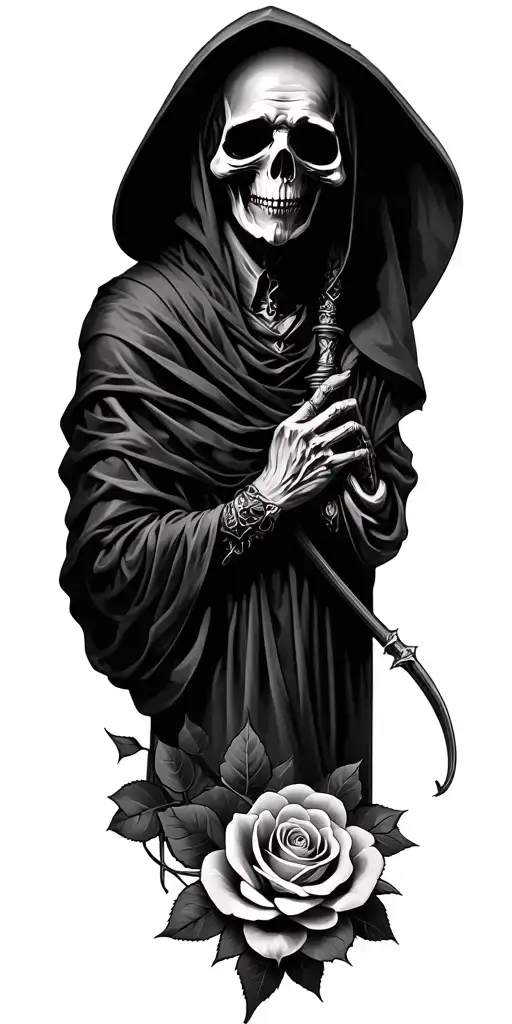 Realistic Grim Reaper With Rose
