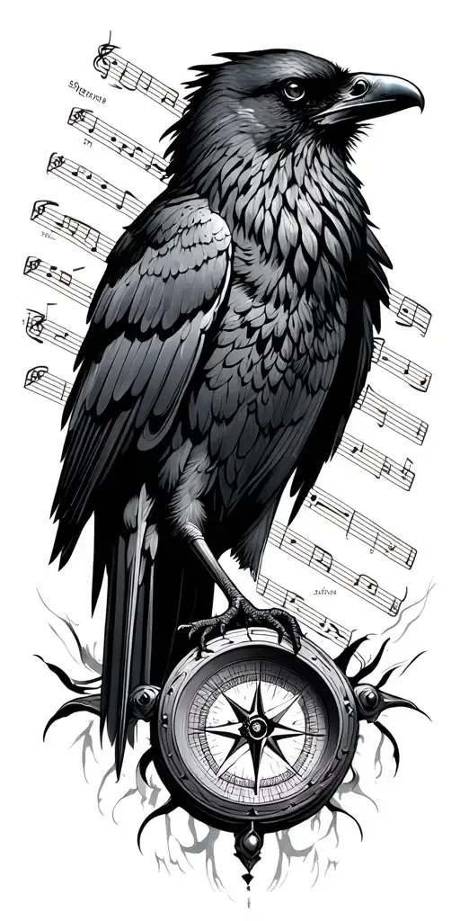 Compass Music Sheet In Transforming Metal Into A Raven
