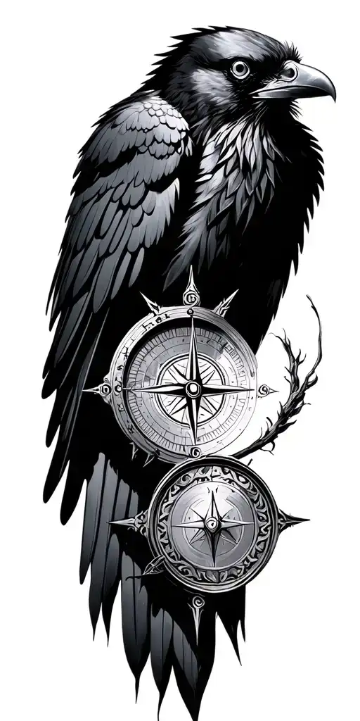 Compass Transforming Metal Into A Raven