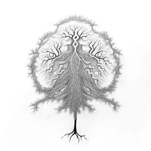 Tree Of Life With Dna Strands As Roots