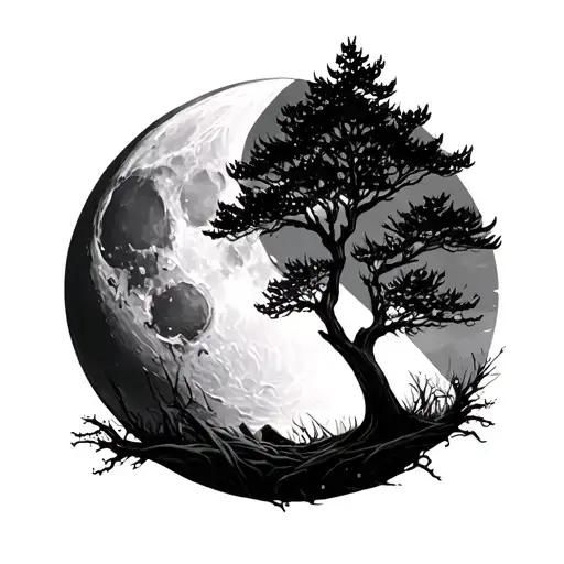 Moon And Trees