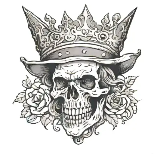 Witch Skull Wearing Crown Made