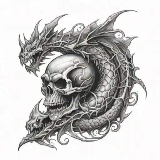 Dragon And Skull Leg Sleeve