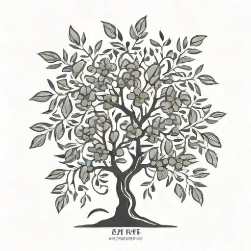 Minimalist Olive Tree With Feminine Arabesque