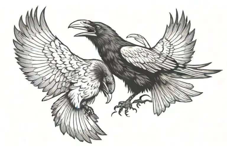 Two Headed Raven Flying