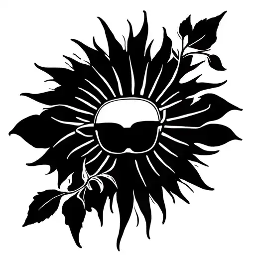 Fine Line Sun Casting Rays Onto A Delicate Vine With Sunglasses