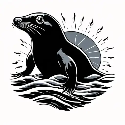 Cute Platypus With Sun And Waves And Euopean Vibes