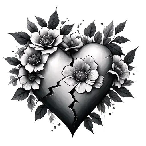 Blooming From A Broken Heart Shape