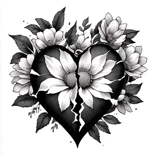 Blooming From A Broken Heart Shape