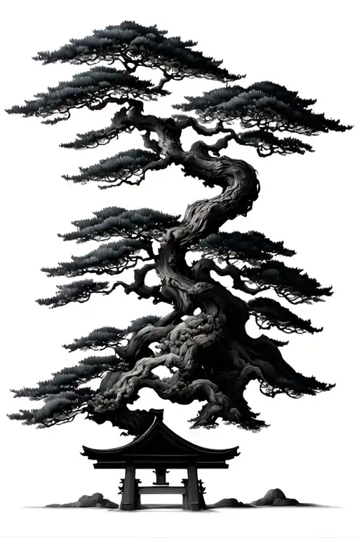 Bonsai Tree Con Torii Gate