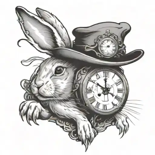 Rabbit With A Clock In A Hat