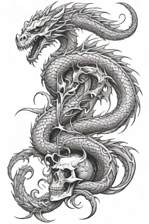 Dragon And Skull Full Leg Sleeve