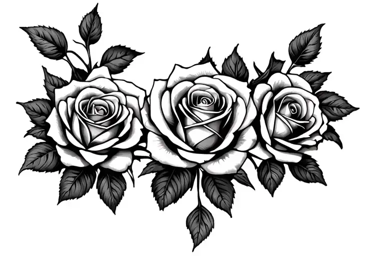 Group Of Roses In A Line To Go On Lower Back