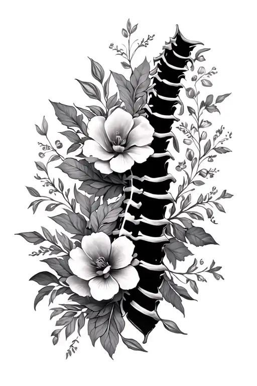 Floral Spine Tattoo Design
