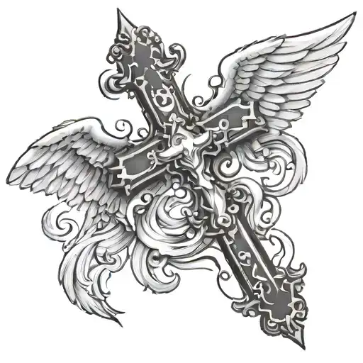 Cross With Angel Falling