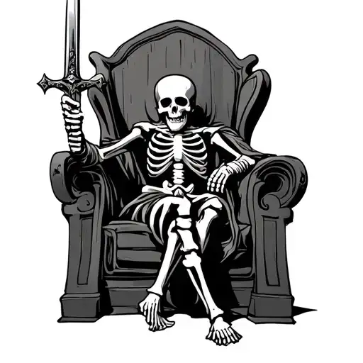Skeleton King On Throne Holding A Sword