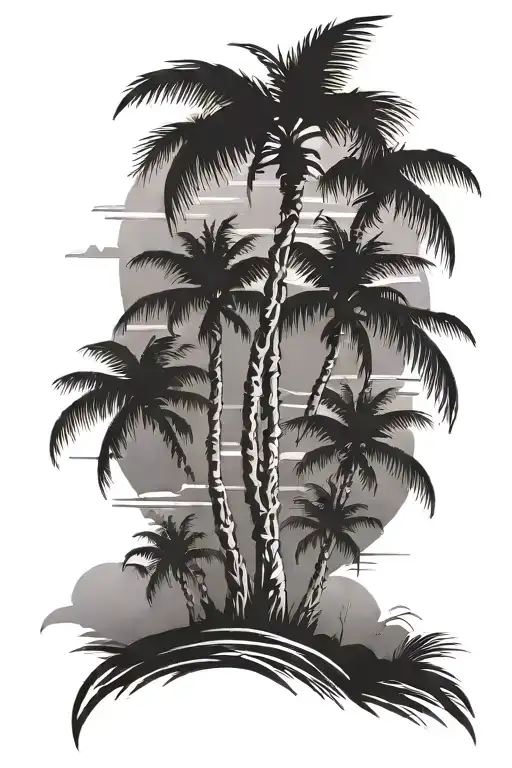 Palm Trees Sunset Blended Into Something Cool Design