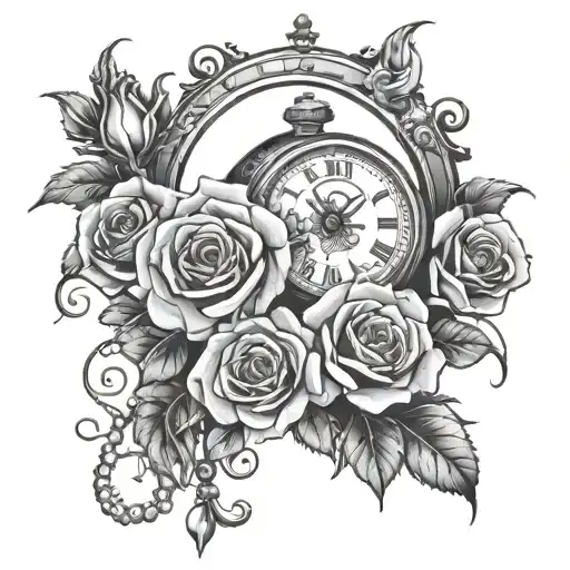 Roses And Clock And Chapelet