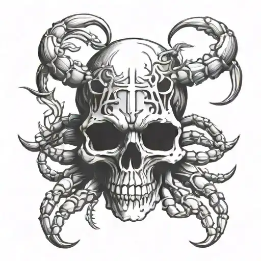 Skull And Crab Zodiac Cancer
