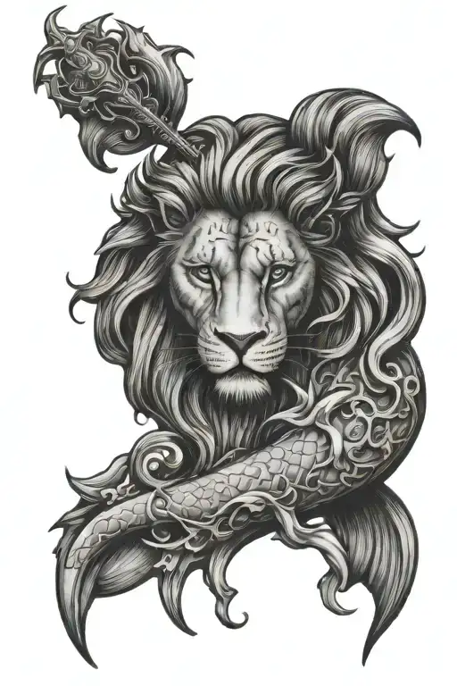 Lion Mermaid Trident Gambling Themed