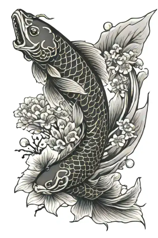 Koi Fish Japanese Dragon Japanese Bird Flying Cherry Blossom Tree Element Sleeve Arm