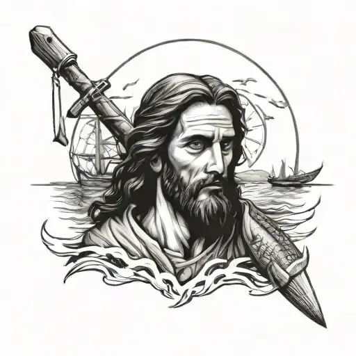 Christian Tattoo Depicting Jesus Calling Fishermen