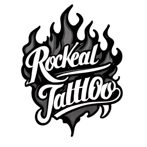 Rockabilly Word With Flames