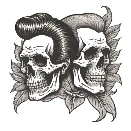 Skull With Elvis Presley Hair