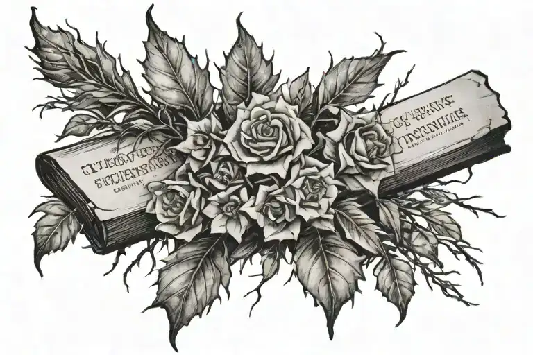 Rugged Looking Thorn Bush With A Bible Quote Forearm