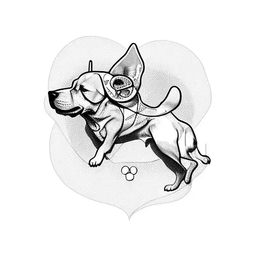 A Heart Made Of Protein Molecules With A Dog Silhouette Inside