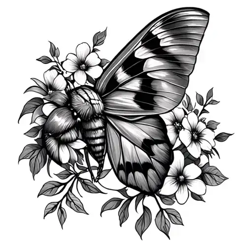 Front Vdeath Moth Traditional Style With Flowers Coming