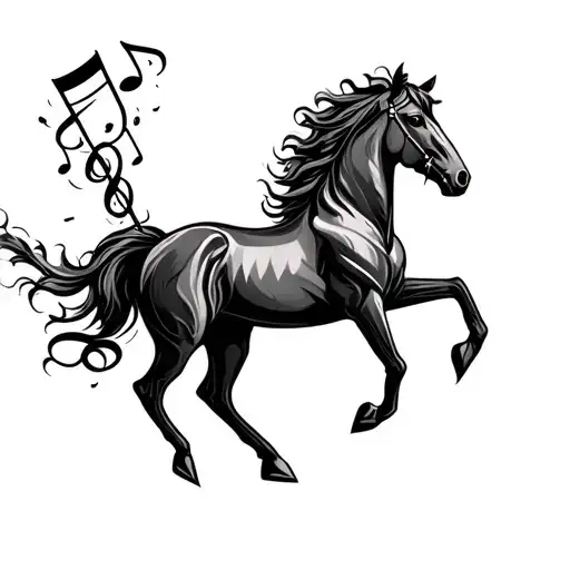 A Horse Pattern With Musical Notes Leaving A Wand