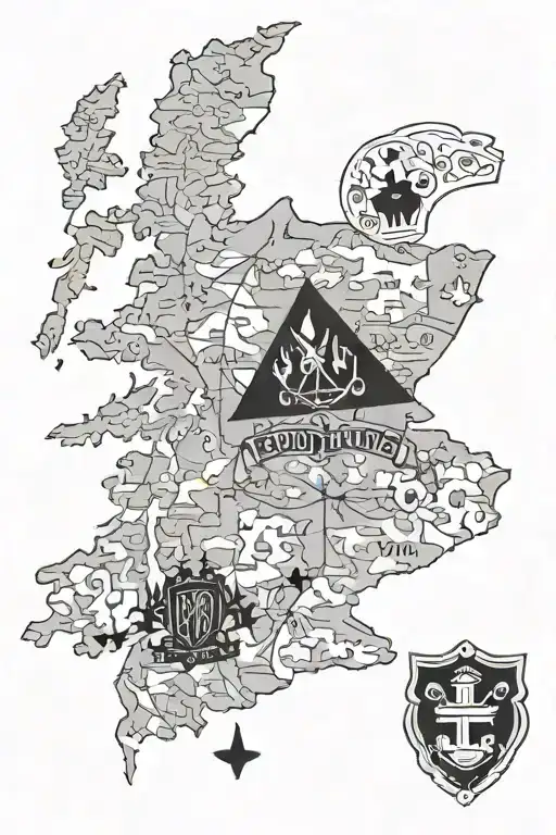 Map Of Scotland With A Pin On Aberdeen With A Ace Of Spades Card Beside It