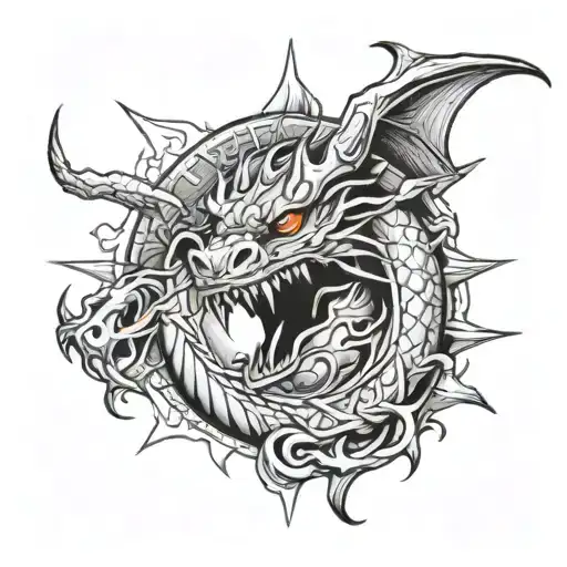 Dragon Face Inside Sun