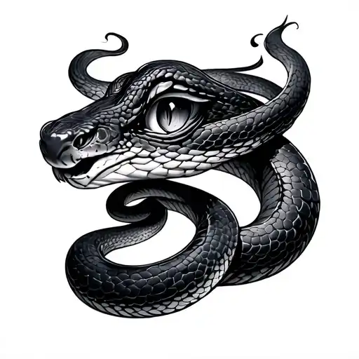A Snake That Wraps His Eyes In The Smoky
