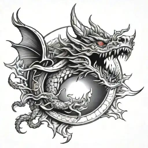 Dragon Face Inside Sun