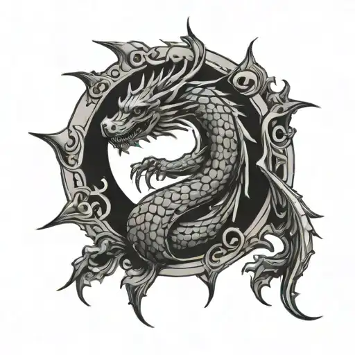 Dragon Inside A Sun Symbol