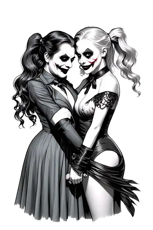 Joker And Harley Quinn Couple Holding Hands
