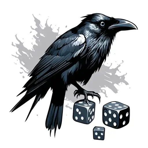 A Raven Silhouette And Dices
