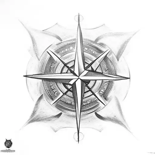 A Tattoo Design Combining A Firefighter Helmet And A Compass Rose And Lighthouse