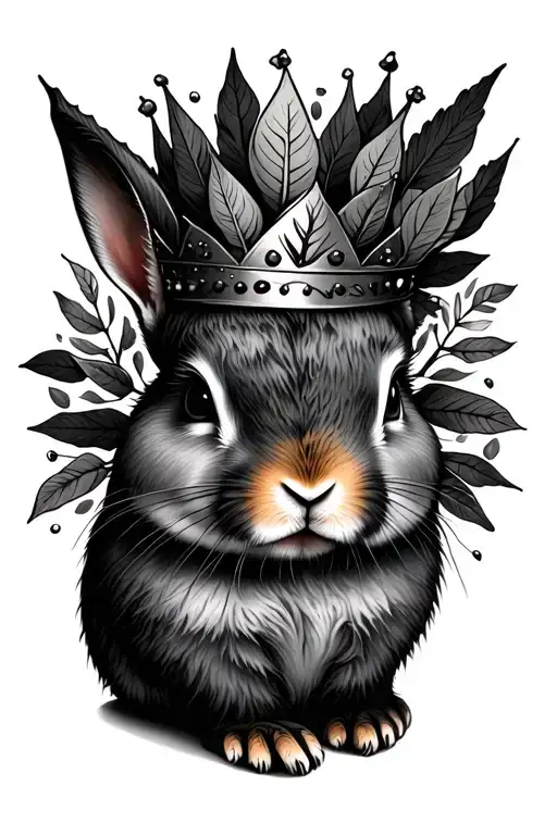 A Sleeping Bunny Wearing A Crown Of Forest Leaves