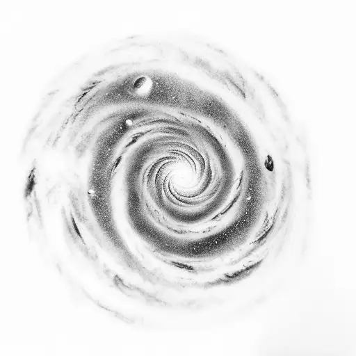 A Black-grey Tattoo Of A Galaxy Spiral On The Client's Back