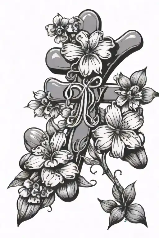 Forget Me Not Flower Shaped Like A Cross With The Word Pray