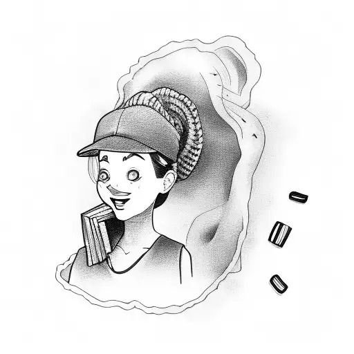 Woman In Overalls With Books And Coffee