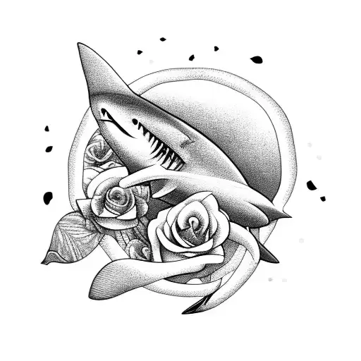 A Relaxing Scene Of A Shark Swimming Peacefully Among A Garden Of Roses