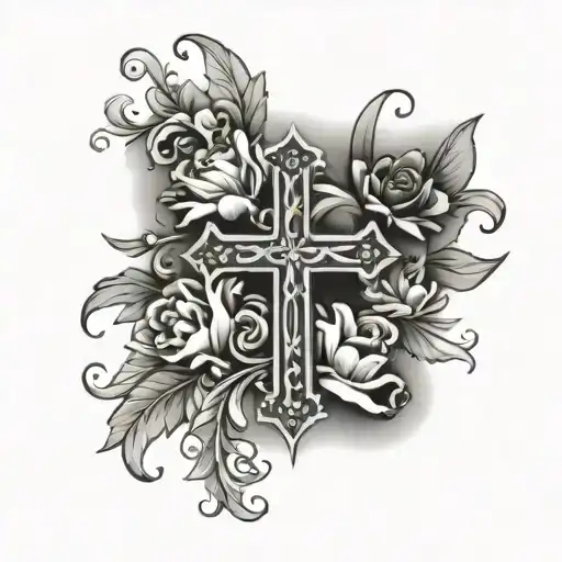 Floral Tooling Around A Cross