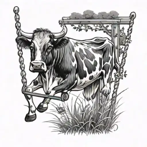 Cow And Swing On A Field