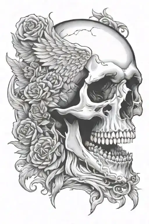 Skull And Angel Wings